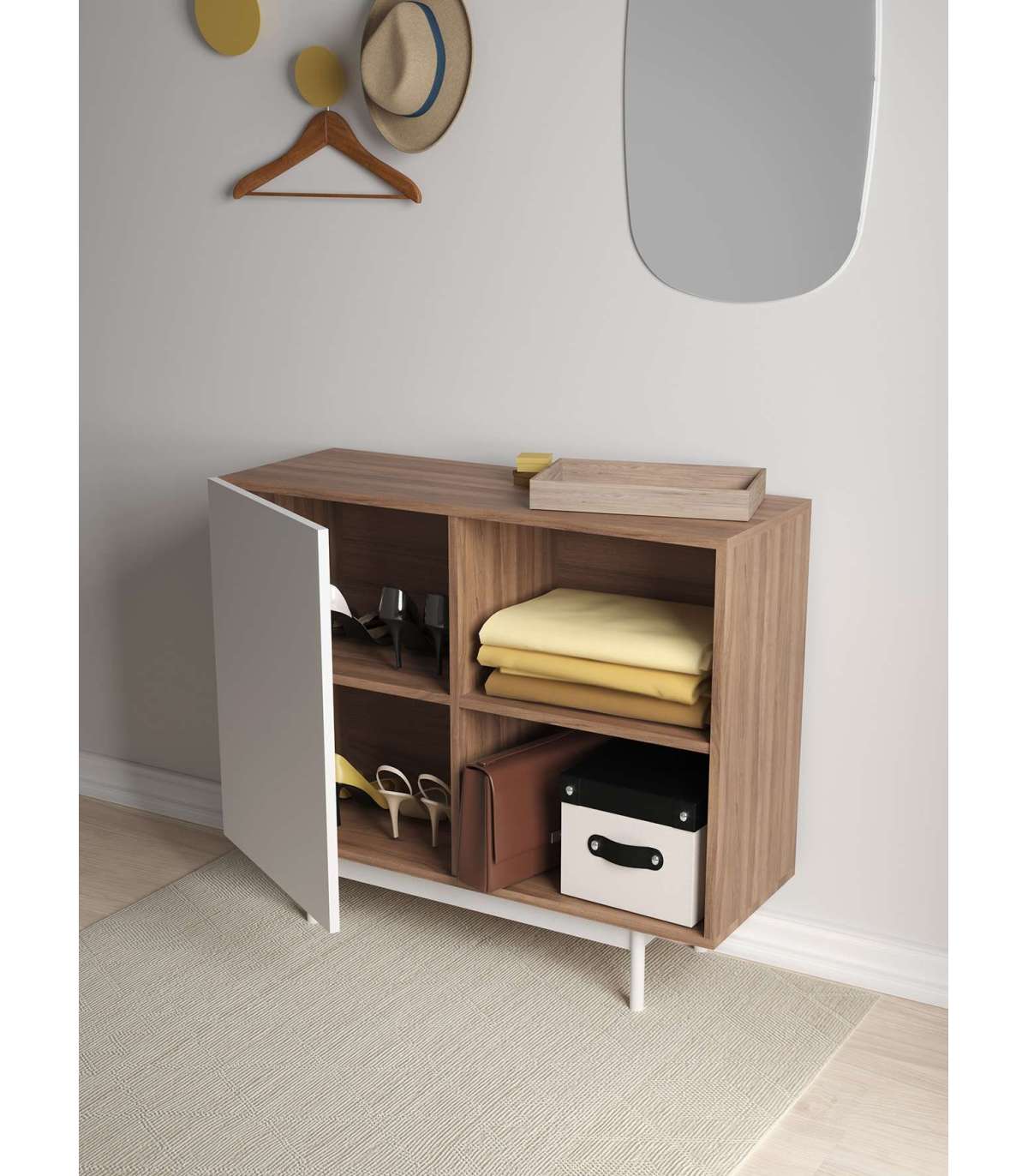 Mueble auxiliar de cocina, aparador para salón, cocina, pasillo, 60 x 34 x  75 cm, color gris