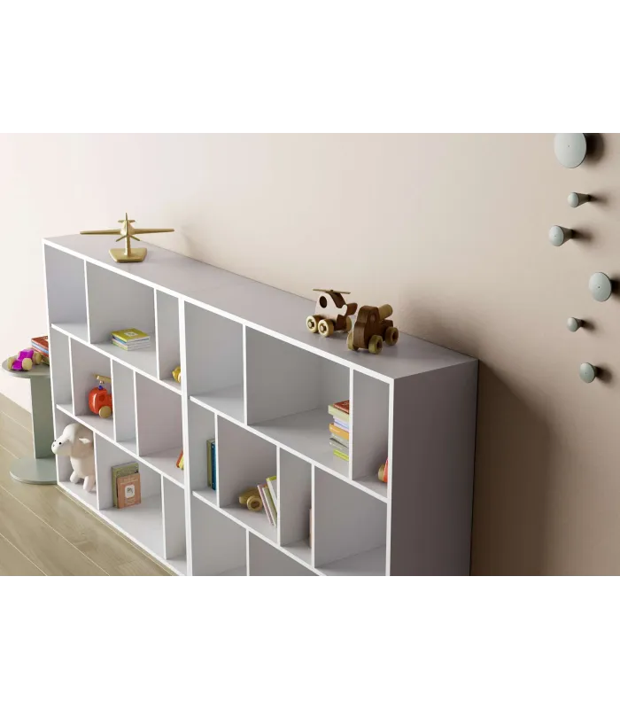 Prateleira Fase 3 alturas, acabamento branco, 10 compartimentos