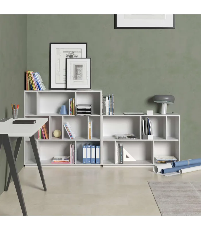 Prateleira Fase 3 alturas, acabamento branco, 10 compartimentos