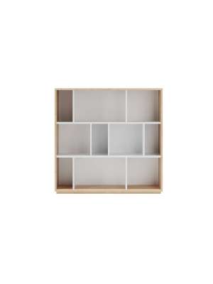 Estantería 3 alturas roble claro/blanco, 10 compartimentos