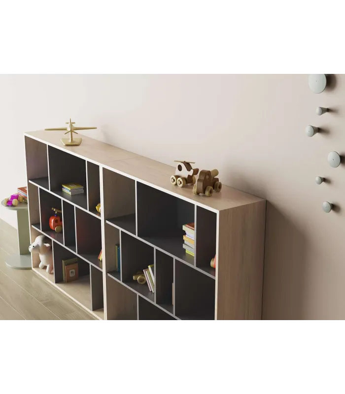 Estantería de 3 alturas en roble/grafito, 10 compartimentos