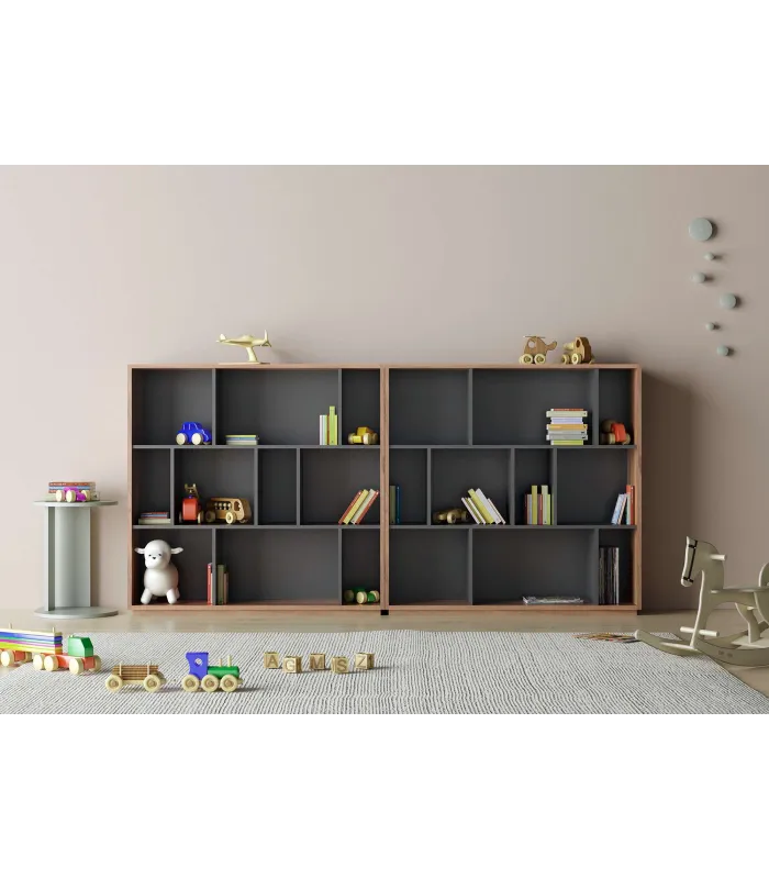 Prateleira versátil em noz e enxerto, 3 alturas