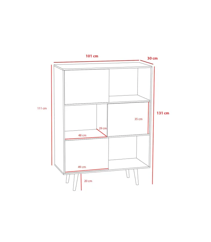 Aparador 3 portas acabamento de noz, 131x101x30cm
