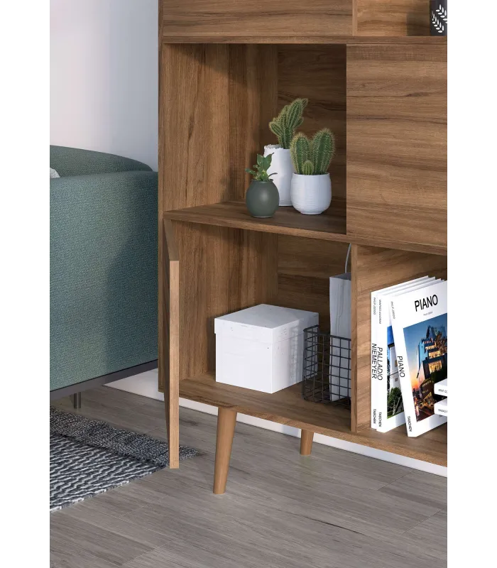 Aparador 3 portas acabamento de noz, 131x101x30cm