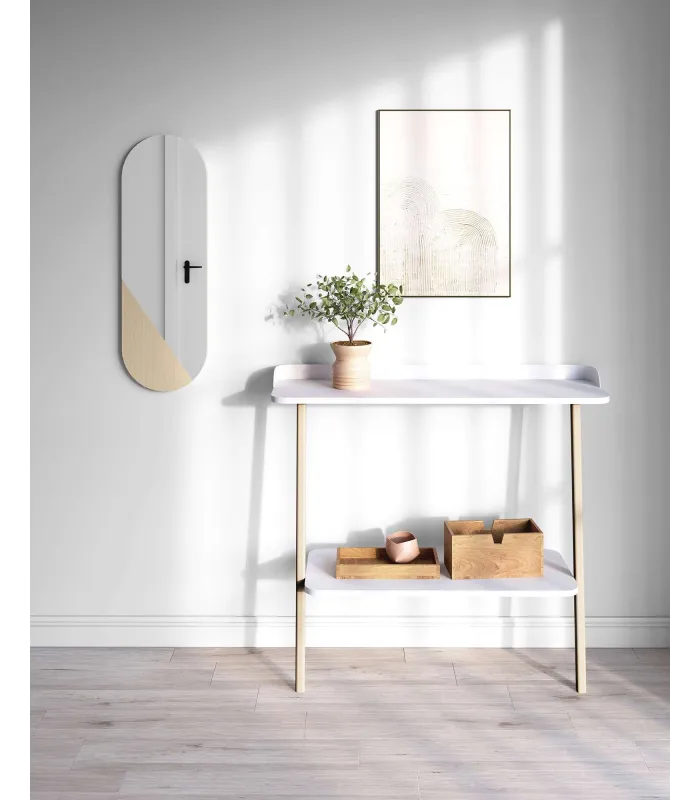 Espejo de pared asimétrico 756 - Acabado roble