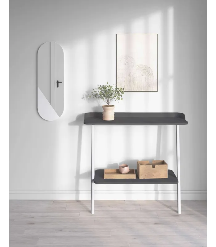 Espejo de pared asimétrico blanco, 90x30cm