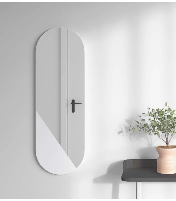 Espejo de pared asimétrico blanco, 90x30cm
