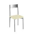 Pack 4 cadeiras de jantar acabamento cromado estofadas em couro ecológico bege, 86 cm(altura)39 cm(largura)45 cm(comprimento)