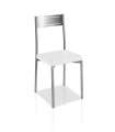 Pack 4 sillas para comedor acabado cromo tapizado polipiel blanco, 86 cm(alto)39 cm(ancho)45 cm(largo)