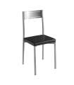 Pack 4 sillas para comedor acabado cromo tapizado polipiel negro, 86cm(alto ) 39cm(ancho) 45cm(largo).