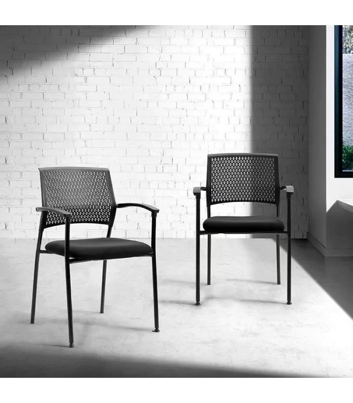 Pack de 4 sillas confidente tapizadas en negro