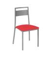 Pack de 4 sillas tapizado en polipiel rojo, 86 cm(alto)44 cm(ancho)48 cm(largo)