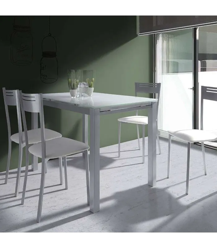 Pack de 4 sillas tapizadas en polipiel blanco