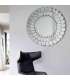 Miroir rond moderne en finition argentée cercles 90 cm