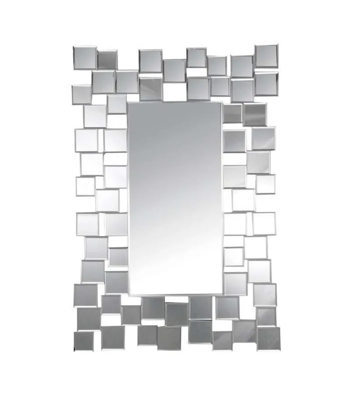 Espejo moderno rectangular plata 61x90 cm elegante