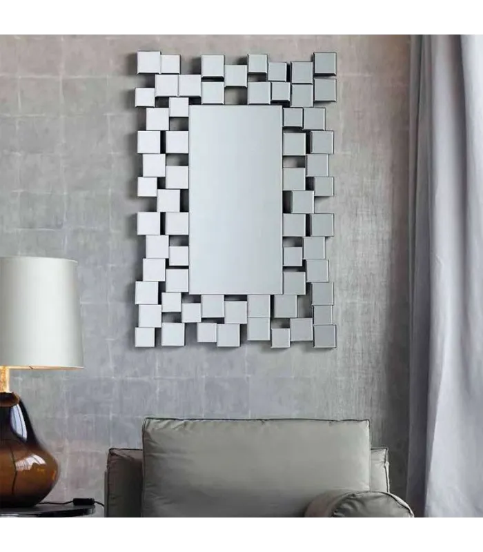 Espejo moderno rectangular plata 61x90 cm elegante