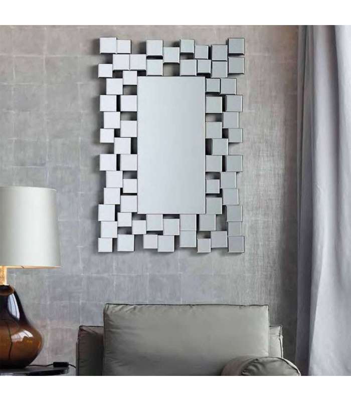 Miroir moderne rectangulaire en couleur argent 61 cm (largeur)