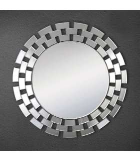 Miroir rond moderne en finition argentée 90 cm(largeur) 90