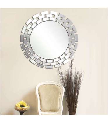90 silver round modern mirror