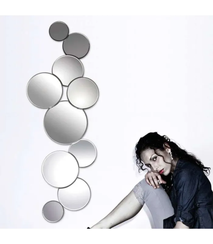 Espejo moderno alargado en plata, 90x90cm