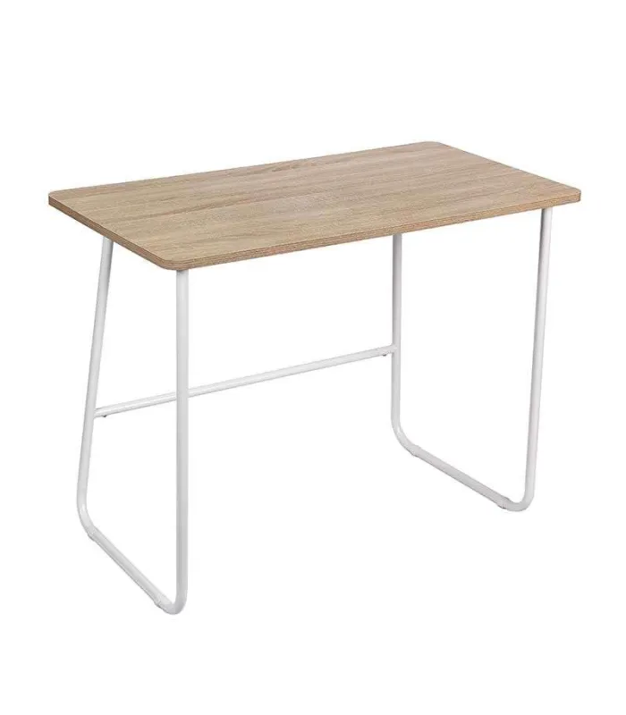 Mesa de oficina con patas metálicas roble/blanco