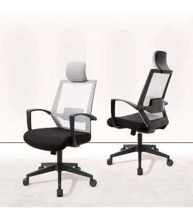 Chaise pivotante de bureau avec finition noire/grise 63