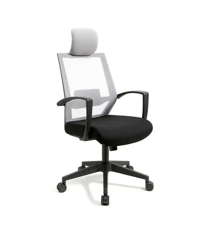 Chaise pivotante de bureau avec finition noire/grise 63