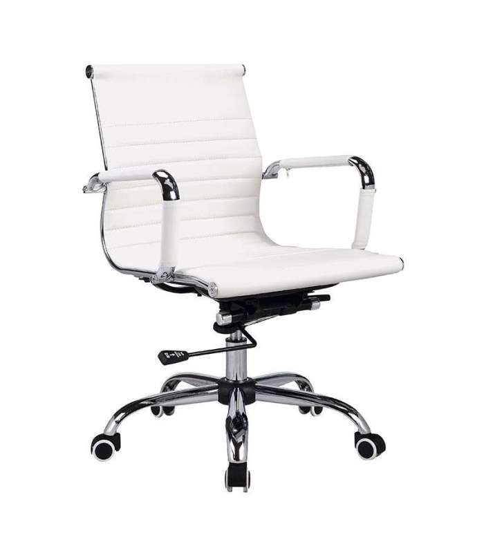 Fauteuil de bureau pivotant avec finition en simili-cuir blanc