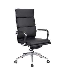Chaise de bureau pivotante en cuir synthétique de couleur noire