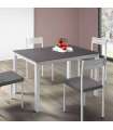 Table de cuisine en verre gris avec pieds blancs 75 cm (hauteur) 105 cm (largeur) 60 cm (profondeur).