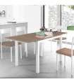 Mesa para cocina extensible acabado moka/blanco, 76.5 cm(alto) 110/170 cm(ancho)70 cm(fondo).