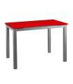 Mesa para cocina extensible acabado cristal rojo, 76.5 cm(alto) 110/170 cm(ancho)70 cm(fondo).