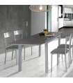 Mesa para cocina extensible acabado cristal gris, 76.5 cm(alto) 110/170 cm(ancho)70 cm(fondo).
