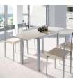 Mesa para cocina extensible cristal beige, 76.5 cm(alto) 95/155 cm(ancho)60 cm(fondo).