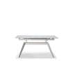 Mesa de jantar retangular extensível MANU tampa cerâmica branca pernas de metal branco, 76cm (alta) 160/220cm (largura) 90cm (la