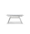 Mesa de jantar retangular extensível MANU tampo em cerâmica branca pernas em metal branco, 76cm(altura) 160/220cm(largura) 90cm(