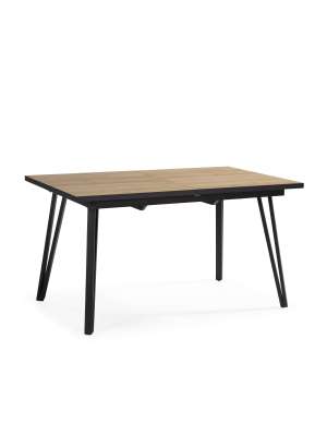 Mesa extensible ALVARO, natural/negro, 140/180x90 cm