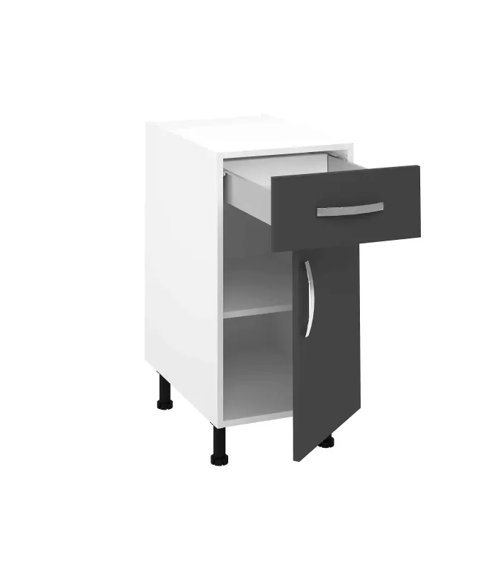 Mueble cocina bajo gris parís con 1 cajón y 1 puerta