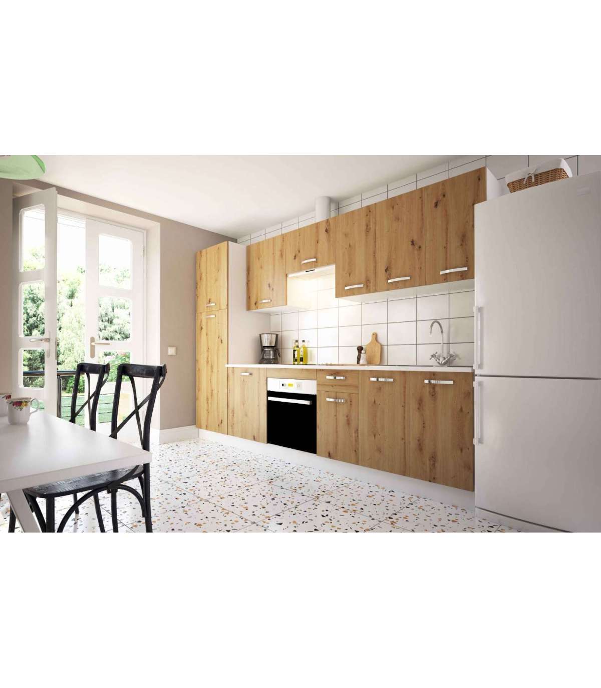 Mueble cocina para colgar con 1 puerta en roble cortez. 70 cm(alto