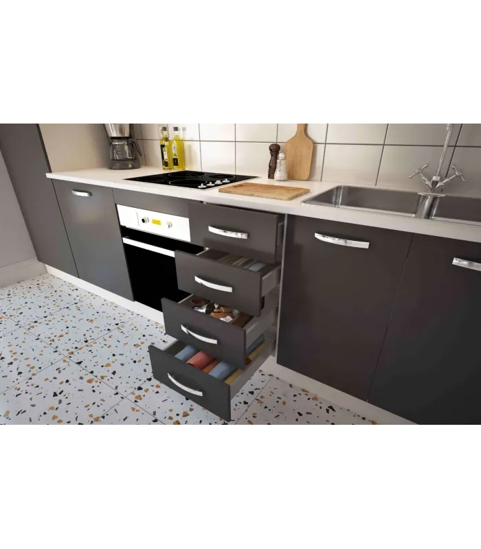 Cocina KIT-KIT NEW gris parís, 3m completa sin zócalo ni encimera
