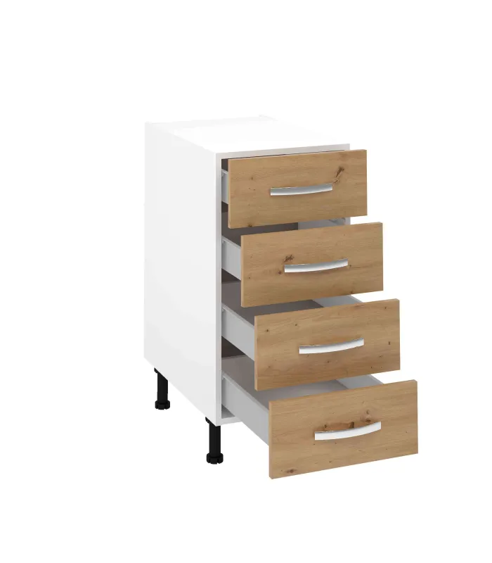 Mueble cocina bajo 4 cajones roble albar