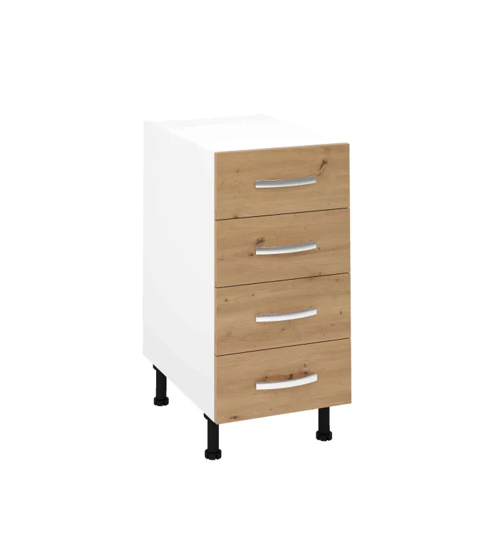 Mueble cocina bajo 4 cajones roble albar