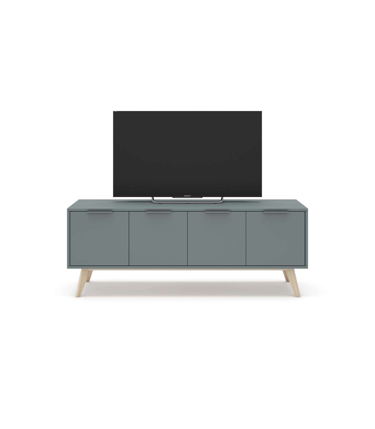 Mueble tv blanco y cera blanca con 4 puertas