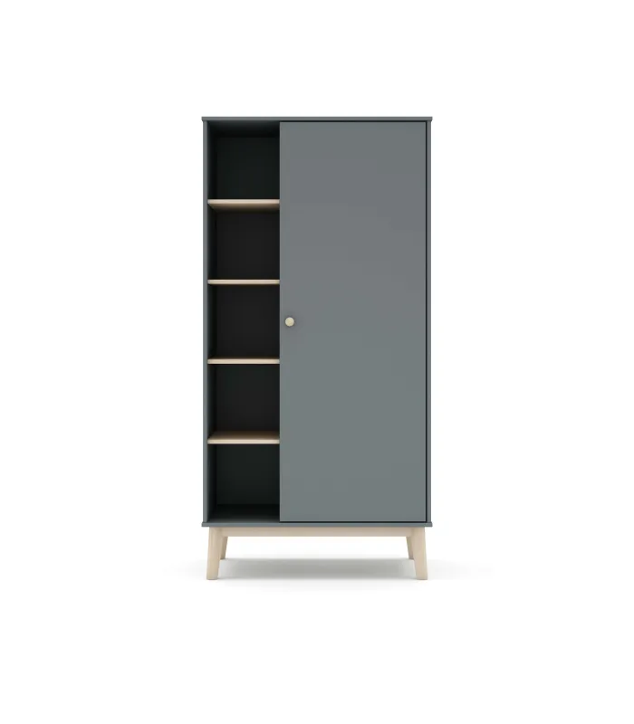 Armario 1 puerta 5 huecos DYLAN verde kaki/cera blanca