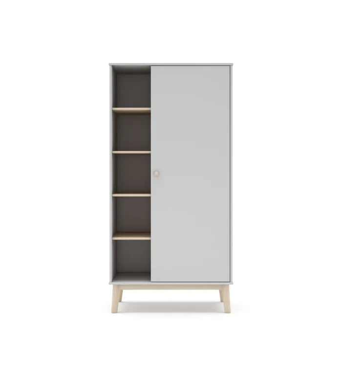 Armario DYLAN 1 puerta 5 huecos blanco/cera blanca