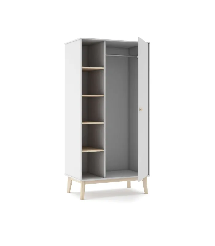 Armario DYLAN 1 puerta 5 huecos blanco/cera blanca