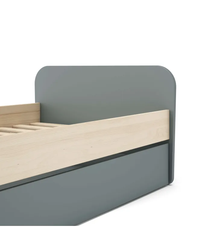 Cama nido juvenil DYLAN, verde kaki y cera blanca, 205x102 cm