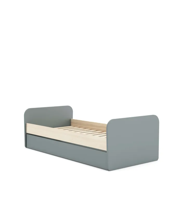 Cama nido juvenil DYLAN, verde kaki y cera blanca, 205x102 cm