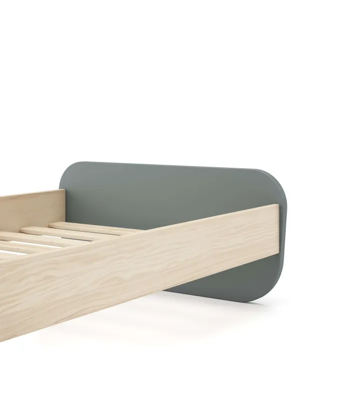 Cama juvenil DYLAN verde kaki/cera blanca, 90x190 cm