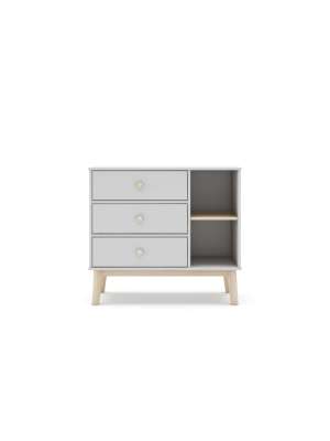Cómoda Dylan 3 cajones y 2 huecos, blanco/cera